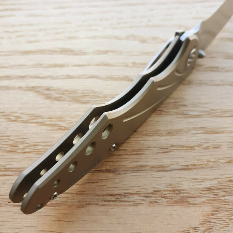 Fox Framelock Folding Knife 3.5" ATS-34 Steel Blade Tan Titanium Handle 180B -Fox - Survivor Hand Precision Knives & Outdoor Gear Store
