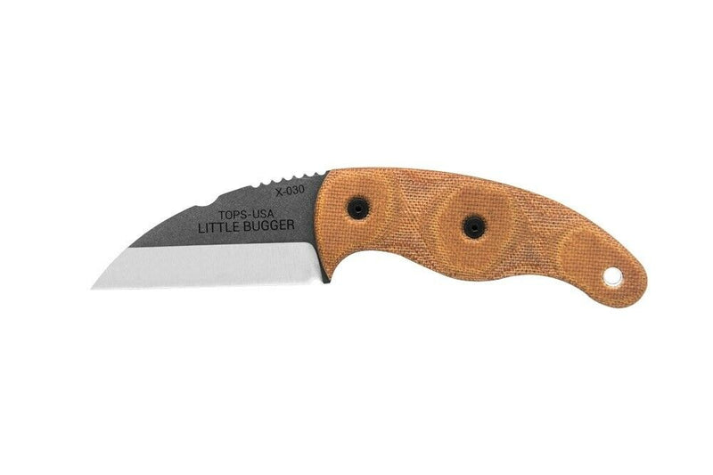 TOPS Little Bugger Fixed Knife 2.38" 1095HC Steel Blade Tan Canvas Micarta Handle LILB01 -TOPS - Survivor Hand Precision Knives & Outdoor Gear Store