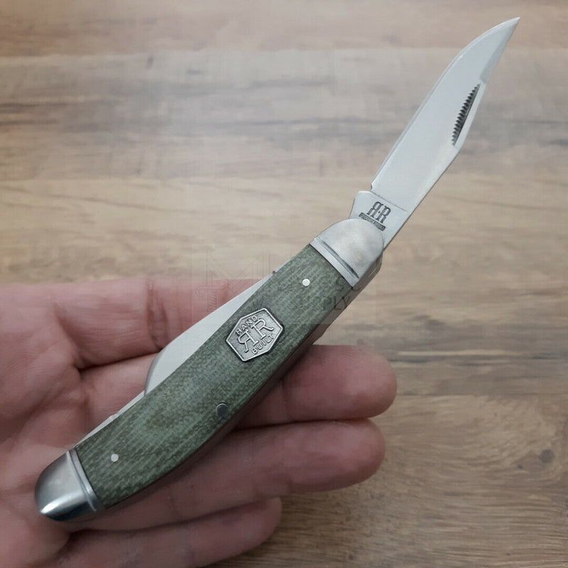 Rough Ryder Sowbelly Pocket Knife Stainless Steel Blades Green Canvas Micarta Handle 1991 -Rough Ryder - Survivor Hand Precision Knives & Outdoor Gear Store