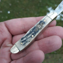 Frost Cutlery Peanut Pocket Knife Satin Finish Stainless Steel Blades Gray Bone Handle W107GY20 -Frost Cutlery - Survivor Hand Precision Knives & Outdoor Gear Store