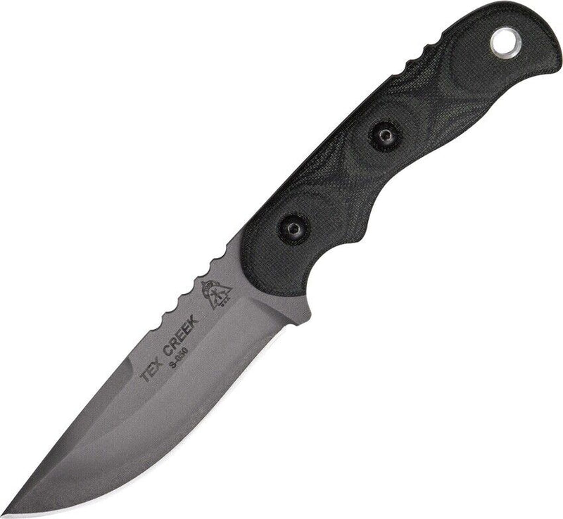 TOPS Tex Creek Hunter Fixed Knife 4.125" 1095HC Steel Full Blade Black Micarta Handle TEX4 -TOPS - Survivor Hand Precision Knives & Outdoor Gear Store