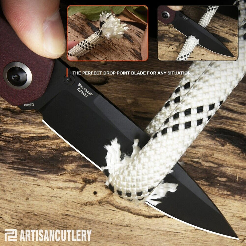 Artisan Sirius Folding Knife 3.54" S35VN Steel Blade Brown Micarta Handle Z1849PBDRC -Artisan - Survivor Hand Precision Knives & Outdoor Gear Store