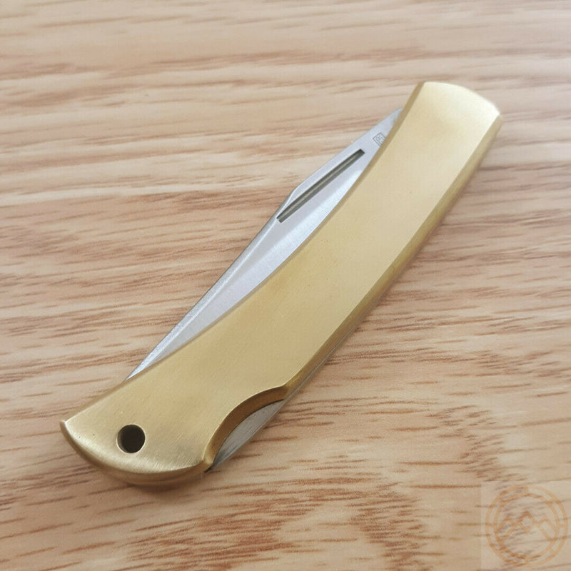 Rough Ryder Lockback Folding Knife 2.13" 440 Stainless Steel Blade Brushed Brass Handle 2004 -Rough Ryder - Survivor Hand Precision Knives & Outdoor Gear Store