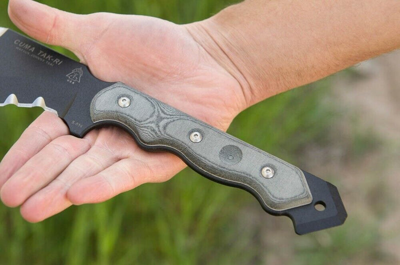 TOPS CUMA TAK-RI Fixed Knife 7" 1095HC Steel Full Tang Blade Gray Micarta Handle CUMATK02 -TOPS - Survivor Hand Precision Knives & Outdoor Gear Store
