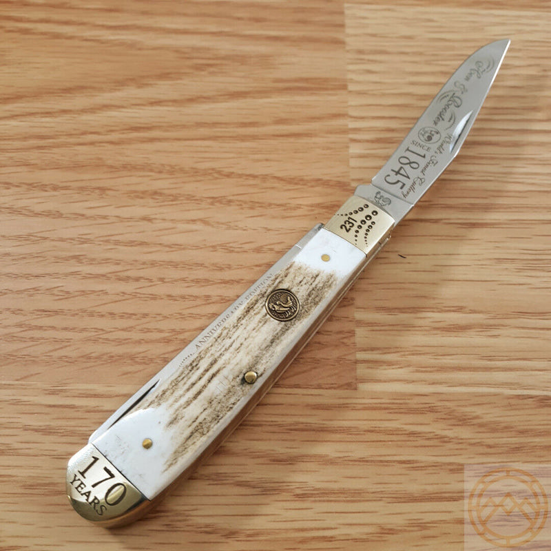 Hen & Rooster Trapper 170Th Pocket Knife Stainless Steel Blades Stag Bone Handle 312170DS -Hen & Rooster - Survivor Hand Precision Knives & Outdoor Gear Store