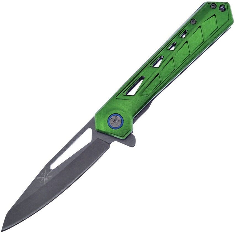 Frost Cutlery Liner A/O Folding Knife 3.75" 3Cr13 Steel Blade Green Aluminum Handle X57GN -Frost Cutlery - Survivor Hand Precision Knives & Outdoor Gear Store