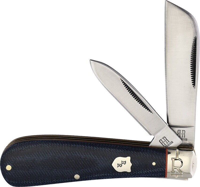 Rough Ryder Half Hawk Pocket Knife Stainless Steel Blades Blue Jean Micarta Handle 2346 -Rough Ryder - Survivor Hand Precision Knives & Outdoor Gear Store