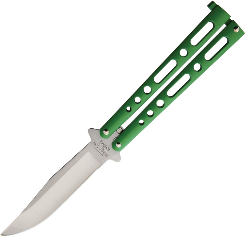 Bear & Son Butterfly Folding Knife 3.25" 440 Steel Blade Green Powder Coated Zinc Handle 117GR -Bear & Son - Survivor Hand Precision Knives & Outdoor Gear Store