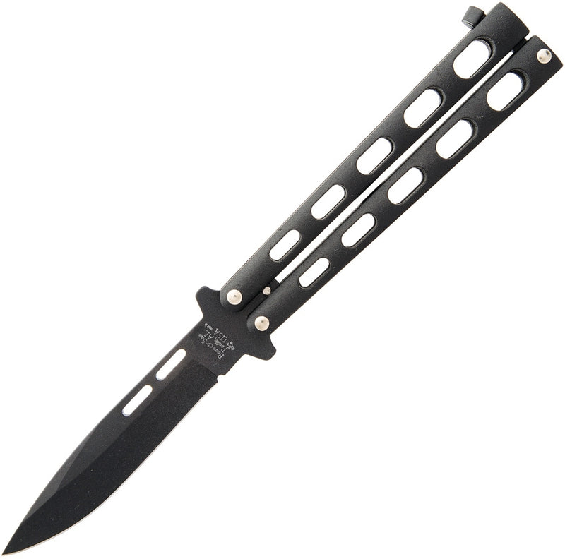 Bear & Son Butterfly Folding Knife 3.38" 1095HC Steel Blade Black Powder Coated Zinc Handle 115B -Bear & Son - Survivor Hand Precision Knives & Outdoor Gear Store