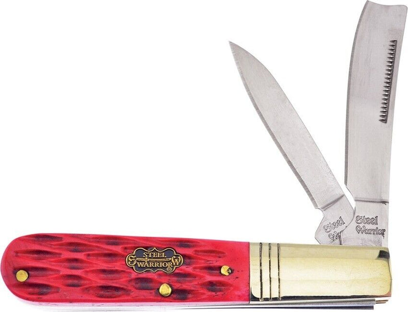 Frost Cutlery Barlow/One Arm Pocket Knife Stainless Steel Razor/Pen Blades Red Jigged Bone Handle W035DRCS -Frost Cutlery - Survivor Hand Precision Knives & Outdoor Gear Store