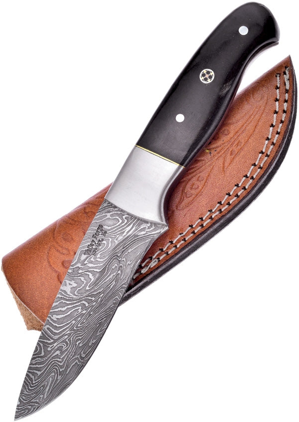 Frost Cutlery Hunter Fixed Knife 4" Damascus Steel Blade Full Tang/Horn Handle FD44BH -Frost Cutlery - Survivor Hand Precision Knives & Outdoor Gear Store