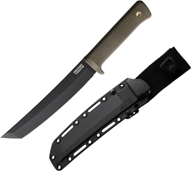 Cold Steel Recon Fixed Knife 7" Black Powder Coated SK5 Carbon Steel Tanto Blade Dark Earth Kray-Ex Handle 49LRTDEBK -Cold Steel - Survivor Hand Precision Knives & Outdoor Gear Store