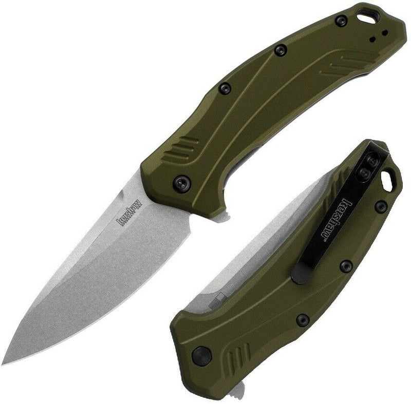 Kershaw Link Linerlock Folding Knife 3.25" CPM-20CV Steel Blade Olive Aluminum Handle 1776OLSW -Kershaw - Survivor Hand Precision Knives & Outdoor Gear Store