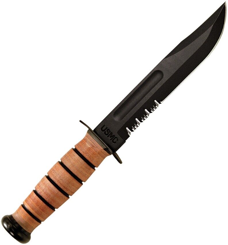 KA-BAR Army Fighting Fixed Knife 7" 1095 Steel Blade Stacked Leather / Carbon Handle 1219 -Ka-Bar - Survivor Hand Precision Knives & Outdoor Gear Store