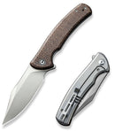 Civivi Sinisys Frame Folding Knife 3.75" 14C28N Sandvik Steel Blade Brown Micarta/Stainless Back Handle VC200392 -Civivi - Survivor Hand Precision Knives & Outdoor Gear Store