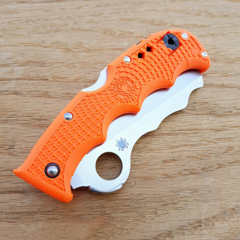 Spyderco Assist Lockback Folding Knife 3.75" Part Serrated VG10 Steel Blade Orange FRN Handle 79PSOR -Spyderco - Survivor Hand Precision Knives & Outdoor Gear Store