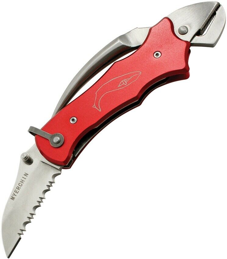 Myerchin Sailors Tool Liner Folding Knife Stainless Steel Blade Red Aluminum Handle P300RD -Myerchin - Survivor Hand Precision Knives & Outdoor Gear Store