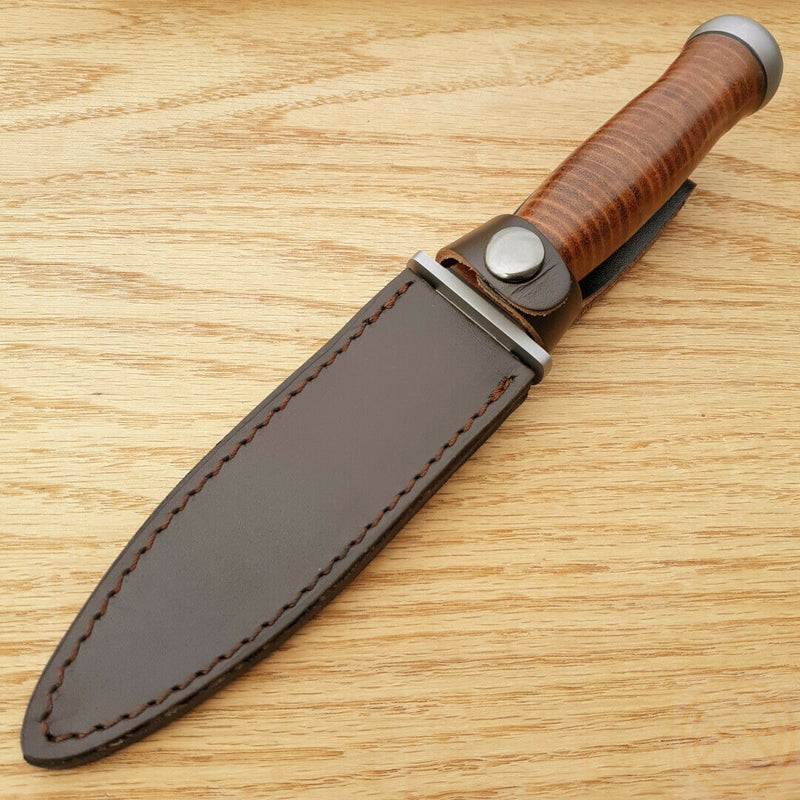 Fox Marine Combat Fixed Knife 5.13" 440C Steel Blade Stacked Leather Handle 1682 -Fox - Survivor Hand Precision Knives & Outdoor Gear Store