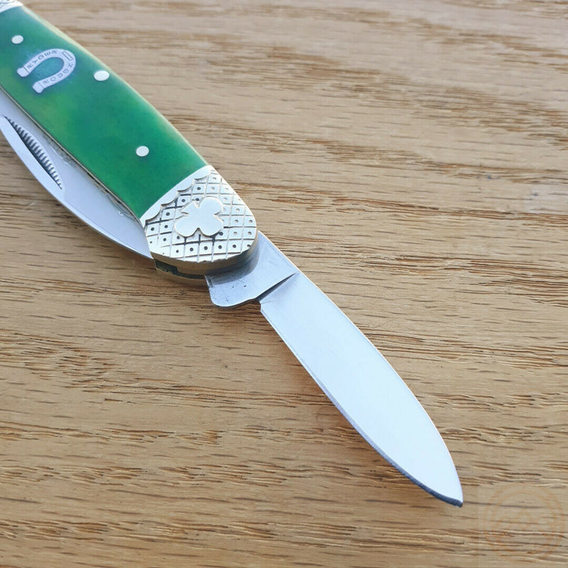 Rough Ryder Canoe Pocket Knife Stainless Steel Blades Green Smooth Bone Handle 1062 -Rough Ryder - Survivor Hand Precision Knives & Outdoor Gear Store