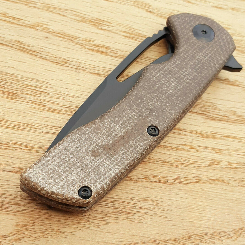 Kansept Knives Kyro Folding Knife 3.5" D2 Tool Steel Blade Brown Canvas Micarta Handle 1001B1 -Kansept Knives - Survivor Hand Precision Knives & Outdoor Gear Store