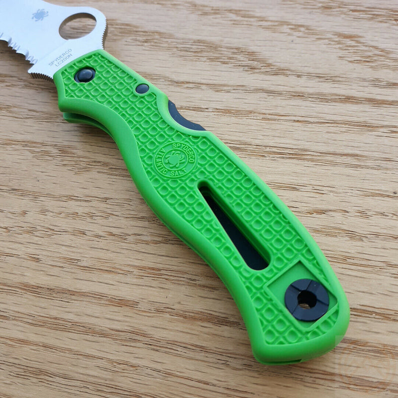 Spyderco Atlantic Salt Lockback Folding Knife 3.63" LC 200 N Tool Steel Blade Green Bi-Directional Texture FRN Handle 89FSGR -Spyderco - Survivor Hand Precision Knives & Outdoor Gear Store