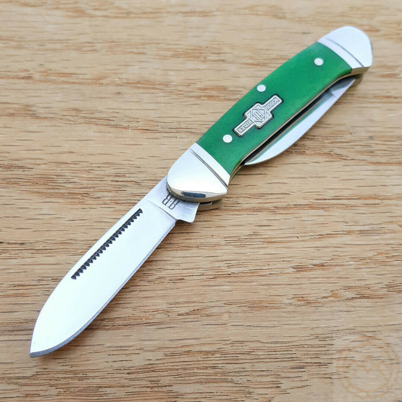 Rough Ryder Mini Canoe Pocket Knife Stainless Blades Green Smooth Bone Handle 057 -Rough Ryder - Survivor Hand Precision Knives & Outdoor Gear Store