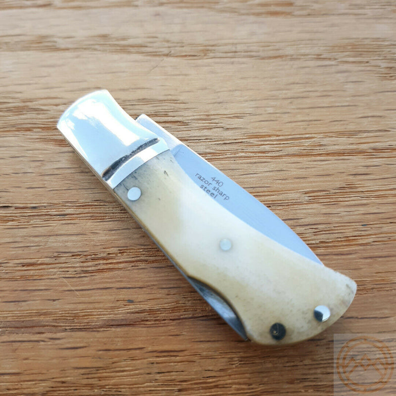 Rough Ryder Little Mustang Folding Knife 1.5" 440 Steel Blade White Bone Handle 1296 -Rough Ryder - Survivor Hand Precision Knives & Outdoor Gear Store