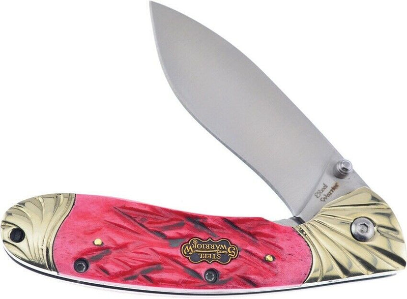 Frost Cutlery Linerlock Folding Knife 3.5" Stainless Blade Dark Red Bone Handle W005DRJB -Frost Cutlery - Survivor Hand Precision Knives & Outdoor Gear Store