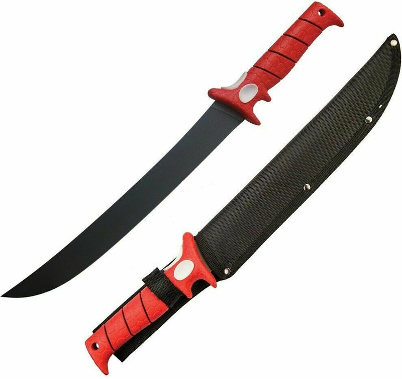 Bubba Blade Flex Fillet Kitchen Knife 12" Black High Carbon Steel Blade Red TPR Handle 112F -Bubba Blade - Survivor Hand Precision Knives & Outdoor Gear Store