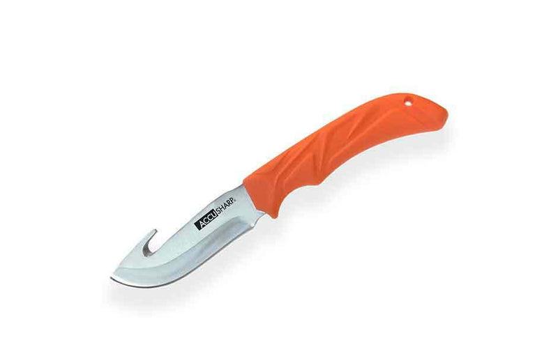 AccuSharp Guthook Fixed Knife 3.75" Stainless Steel Blade Orange Rubber Handle 729C -AccuSharp - Survivor Hand Precision Knives & Outdoor Gear Store