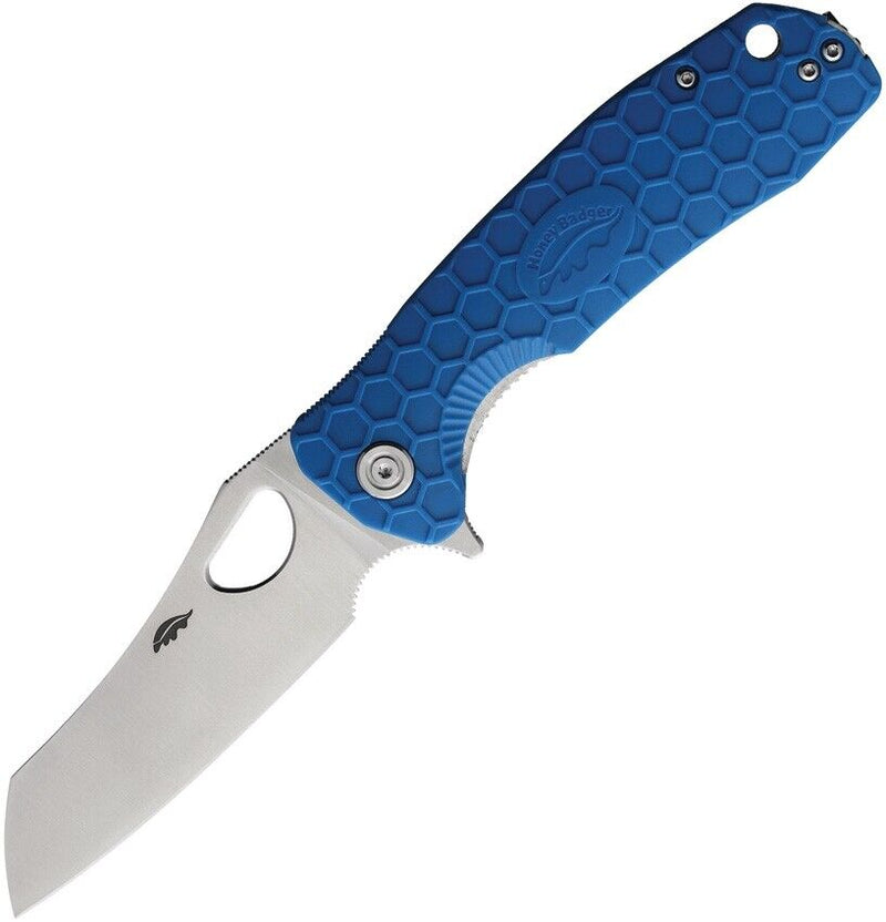 Honey Badger Knives Linerlock Folding Knife 3.63" D2 Tool Steel Warncleaver Blade Blue Textured GRN Handle 1036 -Honey Badger Knives - Survivor Hand Precision Knives & Outdoor Gear Store