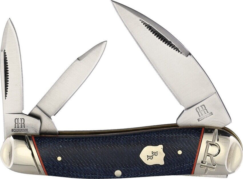 Rough Ryder Whittler Pocket Knife Stainless Steel Blades Blue Jean Micarta Handle 2357 -Rough Ryder - Survivor Hand Precision Knives & Outdoor Gear Store