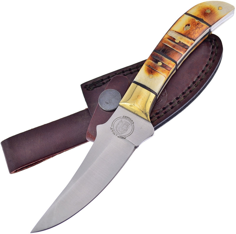 Frost Cutlery Little Pueblo Fixed Knife 3.75" Stainless Steel Blade Brown Bone Handle W353 -Frost Cutlery - Survivor Hand Precision Knives & Outdoor Gear Store