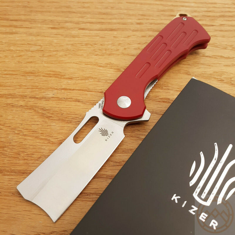 Kizer Cutlery Quatch Folding Knife 3" N690 Steel Blade Red Micarta Handle V3574N2 -Kizer Cutlery - Survivor Hand Precision Knives & Outdoor Gear Store