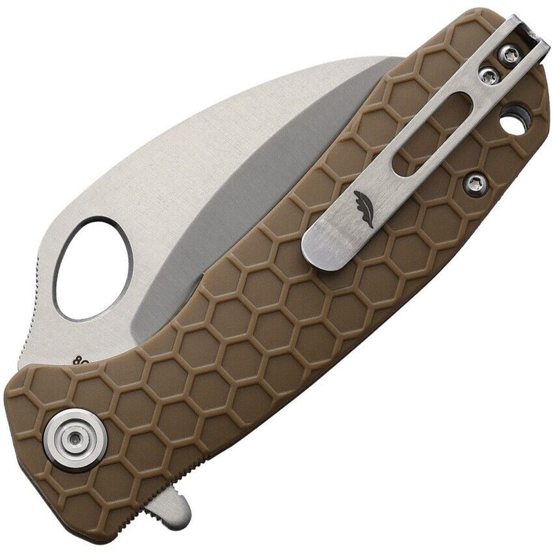 Honey Badger Knives Medium Liner Folding Knife 3" Serrated 8Cr13MoV Steel Claw Blade Tan Textured GRN Handle 1132 -Honey Badger Knives - Survivor Hand Precision Knives & Outdoor Gear Store