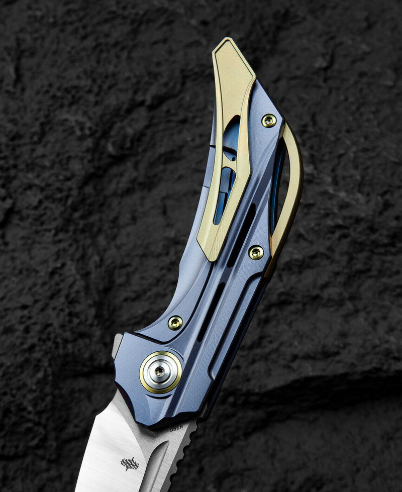 Bestech Knives Vigil Folding Knife 3.25" Bohler M390 Steel Blade Blue Titanium Handle T2201B -Bestech Knives - Survivor Hand Precision Knives & Outdoor Gear Store