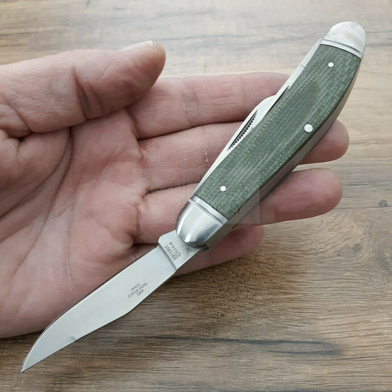 Rough Ryder Sowbelly Pocket Knife Stainless Steel Blades Green Canvas Micarta Handle 1991 -Rough Ryder - Survivor Hand Precision Knives & Outdoor Gear Store