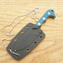 QSP Knife Neckmuk Neck Fixed Knife 2.88" D2 Tool Steel Blade Blue Micarta Handle 125D -QSP Knife - Survivor Hand Precision Knives & Outdoor Gear Store