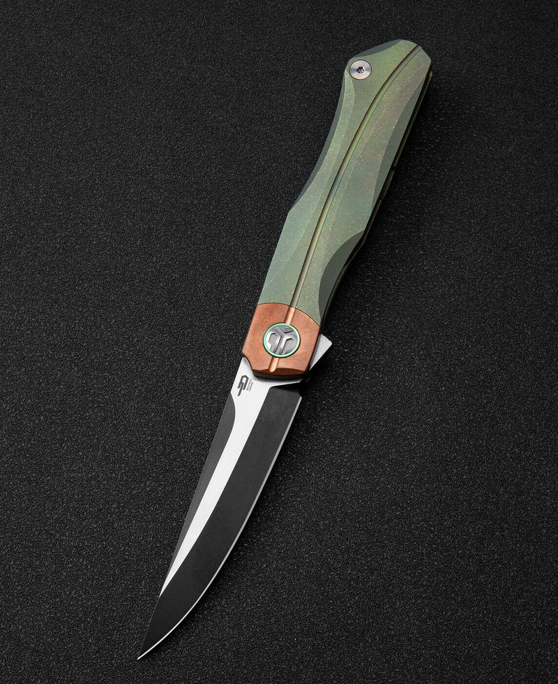 Bestech Knives THYRA Folding Knife 3.5" M390 Steel Blade Green Titanium/Copper Handle T2106E -Bestech Knives - Survivor Hand Precision Knives & Outdoor Gear Store