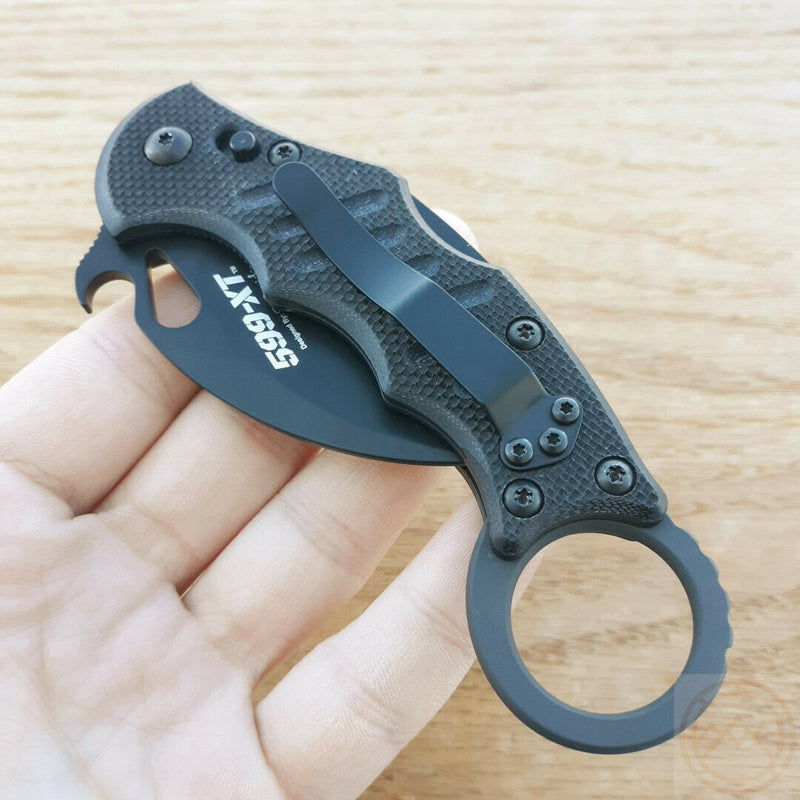 Fox Karambit Lockback Folding Knife 2.5" N690 Steel Blade Black Grooved G10 Handle 599XT -Fox - Survivor Hand Precision Knives & Outdoor Gear Store