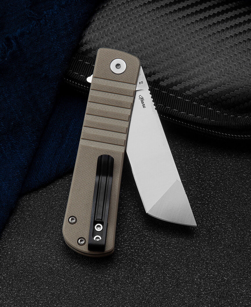 Bestech Knives Titan Linerlock Folding Knife 3" D2 Tool Steel Blade Beige G10 Handle KG49A2 -Bestech Knives - Survivor Hand Precision Knives & Outdoor Gear Store