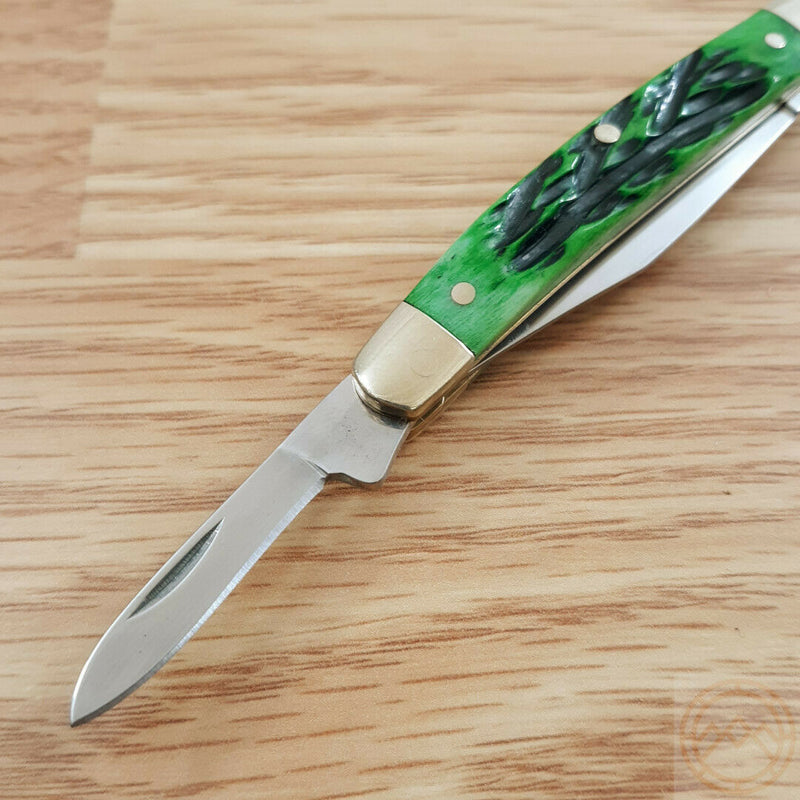 Hen & Rooster Pocket Knife Stainless Steel Clip And Pen Blades Green Pick Bone Handle 302GPB -Hen & Rooster - Survivor Hand Precision Knives & Outdoor Gear Store