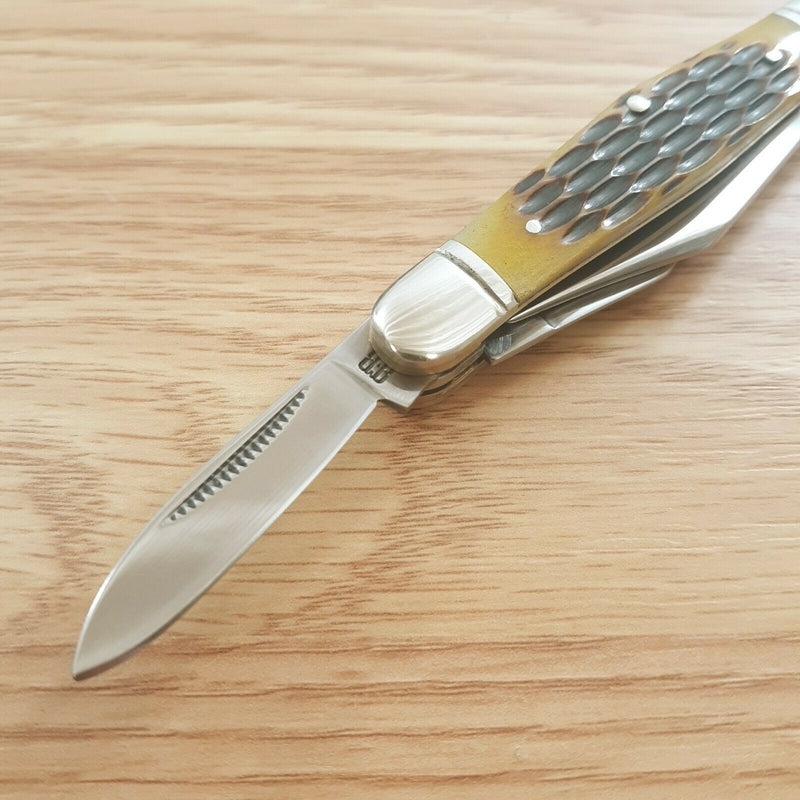 Rough Ryder Whittler Pocket Knife Stainless Steel Blades Amber Jigged Bone Handle 106 -Rough Ryder - Survivor Hand Precision Knives & Outdoor Gear Store