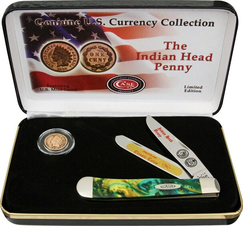 Case XX Indian Head Penny Gift Set Pocket Knife Stainless Blades Eye Corelon Handle IHPCE -Case Cutlery - Survivor Hand Precision Knives & Outdoor Gear Store