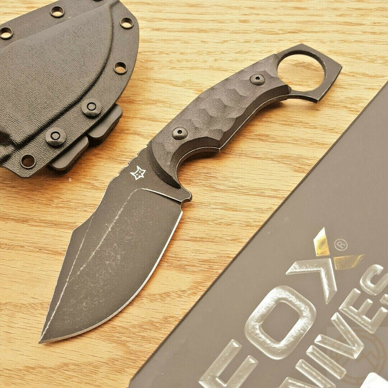 Fox Monkey Thumper Fixed Knife 3.5" Niolox Steel Blade Black Micarta Handle 633 -Fox - Survivor Hand Precision Knives & Outdoor Gear Store