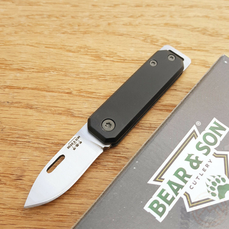 Bear & Son Small Slip Joint Folding Knife 1.5" High Carbon Steel Blade Black Aluminum Handle 109BK -Bear & Son - Survivor Hand Precision Knives & Outdoor Gear Store