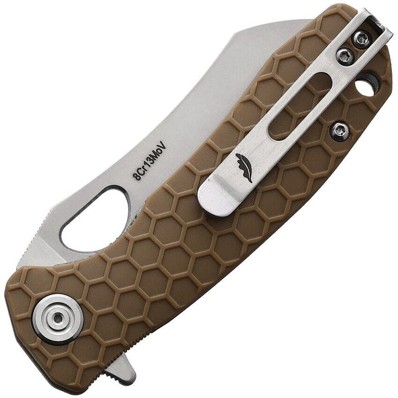 Honey Badger Knives Linerlock Folding Knife 2.75" 8Cr13MoV Steel Warncleaver Blade Tan Textured GRN Handle 1046 -Honey Badger Knives - Survivor Hand Precision Knives & Outdoor Gear Store