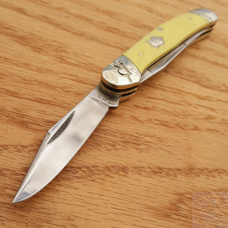 Rough Ryder Copperhead Pocket Knife Stainless Steel Clip And Spey Blades Yellow Smooth Synthetic Handle 2287 -Rough Ryder - Survivor Hand Precision Knives & Outdoor Gear Store