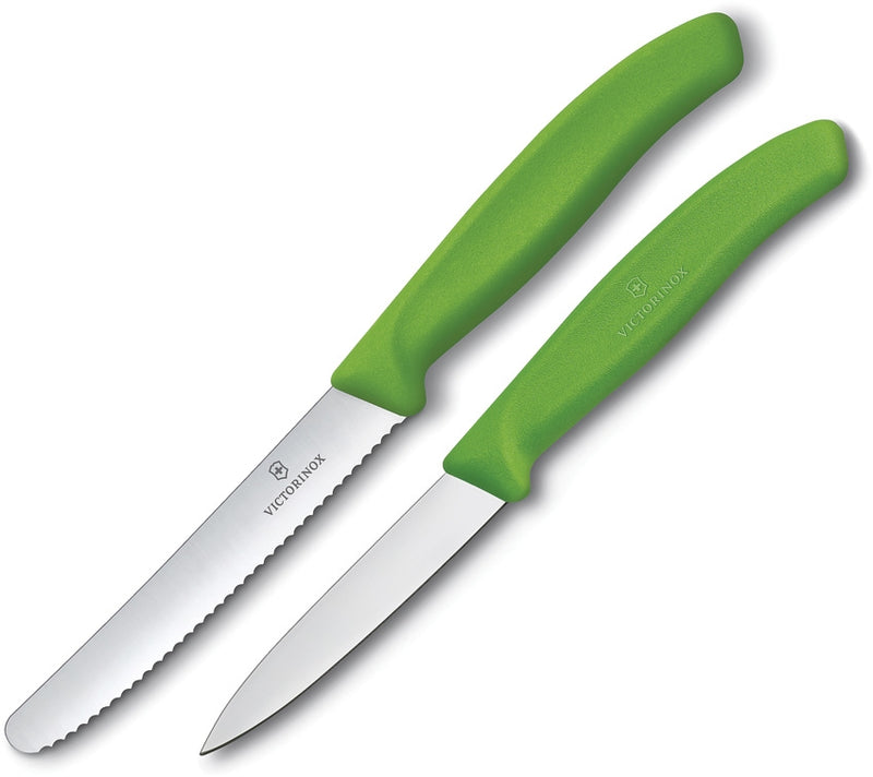 Victorinox Steak/Paring Set Kitchen Knife Stainless Steel Blade Green Polypropylene Handle 67836L114X3 -Victorinox - Survivor Hand Precision Knives & Outdoor Gear Store