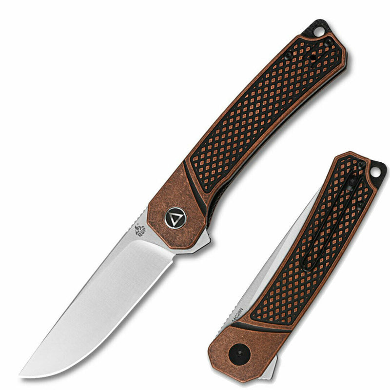 QSP Knife Osprey Linerlock Folding Knife 3.25" 14C28N Steel Blade Copper Handle 139E1 -QSP Knife - Survivor Hand Precision Knives & Outdoor Gear Store